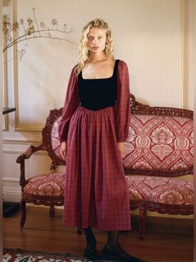 Christy Dawn Arielle Dress in Crimson Trellis XS